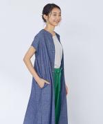 コットンリネン平織デニム　2wayワンピース